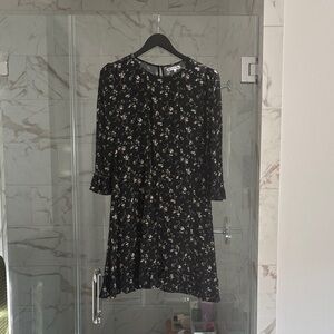 Reformation Black Floral Long Sleeve Dress